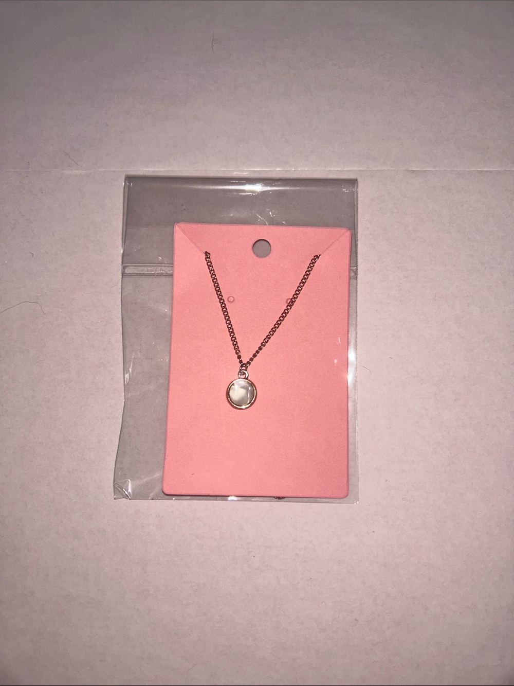 Delicate Rose Gold Pendant Necklace with White Accent - Women Jewelry